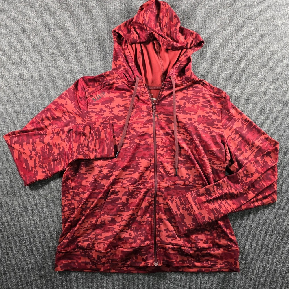 5.11 Tactical PT-R Mens Red Digital Camo Full Zip Training Hoodie Large